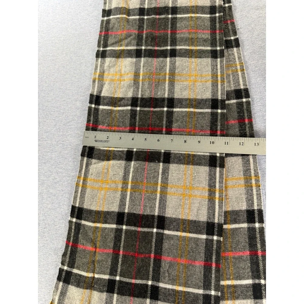 John Ashford Mens Grey Plaid Fringed Acrylic Winter Scarf RN 17541